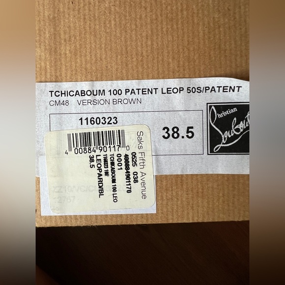 Christian Louboutin Patent Leopard Print Tchicaboum 100 Pumps 38.5 Version Brown - Picture 12 of 12